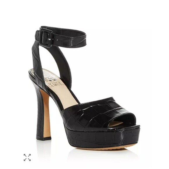 NIB Vince Camuto Kortinta croc-embossed platform high-heel sandal black SZ 6M - Picture 1 of 6